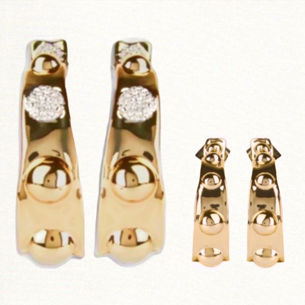 ALEXIS BITTAR• Gold Byzantine Sculpted Raised Repoussé Molten Dots Hoop Earrings - Picture 13 of 13